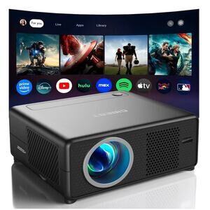 CiBest AC201 Mini Projector 1080p WiFi6 BT 5.4 Android TV Apps Portable NIB